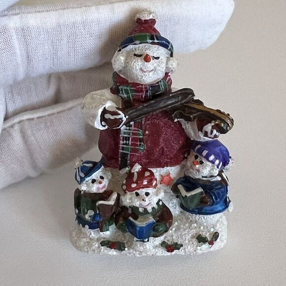 Snowman playing violin / 3 reading snow-kids christmas brooch. 2.5 in - Picture 5 of 13